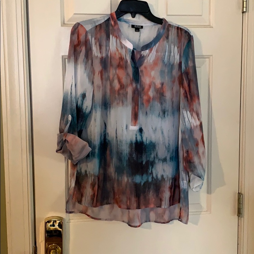 a.n.a Blouse, L, tie-dye look.  Lg Sleeve.